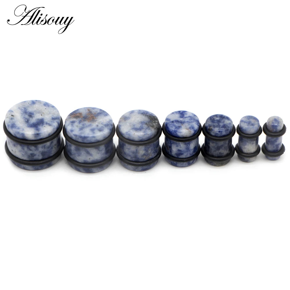 2PCS Natural Stone Ear Plugs Gauges Women Men Earrings Ear Flesh Tunnel Expander Ear Stretcher Body Piercing Jewelry 5mm-16mm