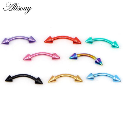 Alisouy 1pc Stainless Steel Horseshoe Spike Nose Septum Rings Eyebrow Tragus Ear Rings Body Piercing Nariz Jewelry Piercing