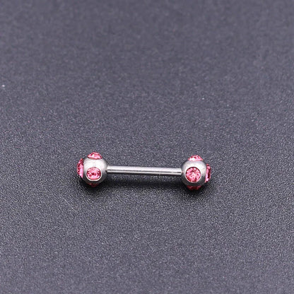 1Pc 10 Styles 1.2*10+4mm Zircon Ball Party Friendly Tongue Ring / Straight Barbell - Barbell Body Jewelry