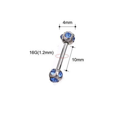 1Pc 10 Styles 1.2*10+4mm Zircon Ball Party Friendly Tongue Ring / Straight Barbell - Barbell Body Jewelry