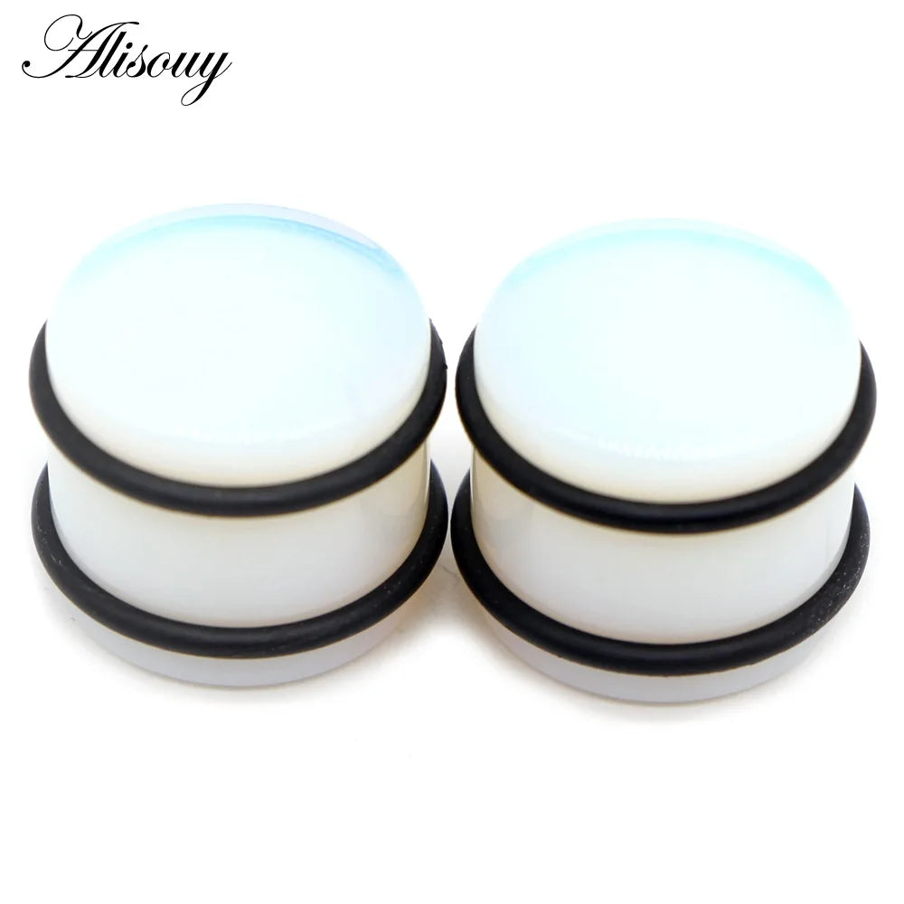 2PCS Natural Stone Ear Plugs Gauges Women Men Earrings Ear Flesh Tunnel Expander Ear Stretcher Body Piercing Jewelry 5mm-16mm