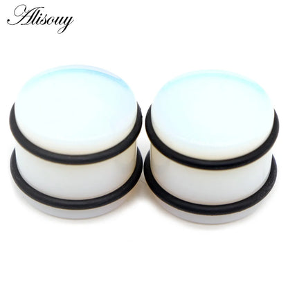 2PCS Natural Stone Ear Plugs Gauges Women Men Earrings Ear Flesh Tunnel Expander Ear Stretcher Body Piercing Jewelry 5mm-16mm