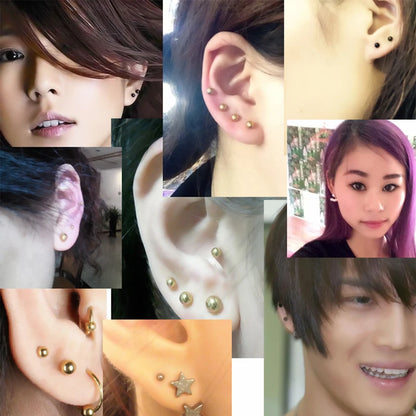Versatile Stainless Steel Tragus Stud Earrings - 3pcs Set for Men & Women