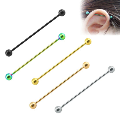 2 Pieces Long Industrial Barbell Fashion 14G/1.6m 50mm Ear Ring Piercing 5 Colors Earrings Piercing Jewelry