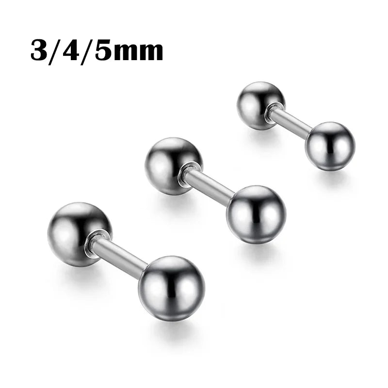 Versatile Stainless Steel Tragus Stud Earrings - 3pcs Set for Men & Women