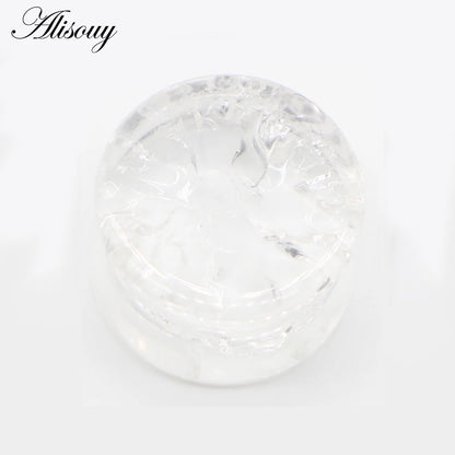 Alisouy 2pcs Crack Ear Expander Body Piercing Jewelry Organic Shattered Glass Ear Saddle Plugs Double Flared Tunnel Gauges