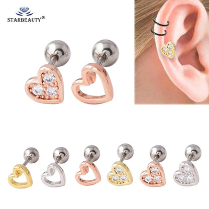 Versatile Heart-Shaped Stud Earrings - Multifunctional Body Jewelry for All Occasions
