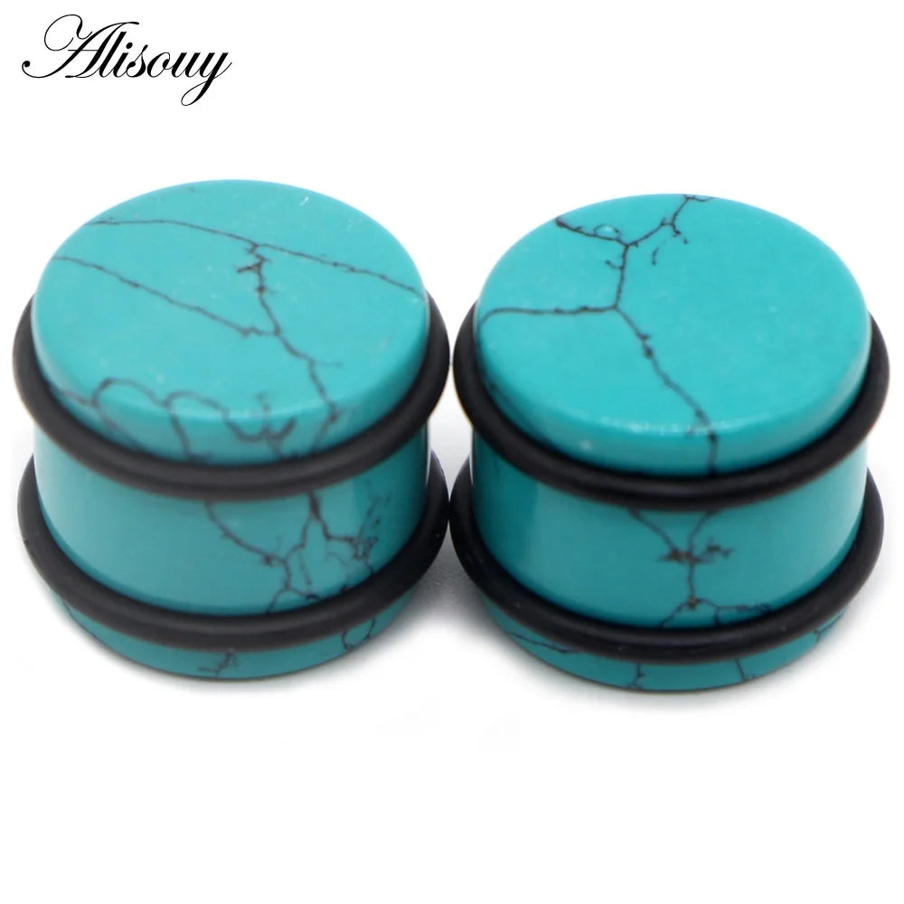 2PCS Natural Stone Ear Plugs Gauges Women Men Earrings Ear Flesh Tunnel Expander Ear Stretcher Body Piercing Jewelry 5mm-16mm