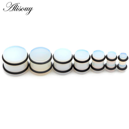 2PCS Natural Stone Ear Plugs Gauges Women Men Earrings Ear Flesh Tunnel Expander Ear Stretcher Body Piercing Jewelry 5mm-16mm