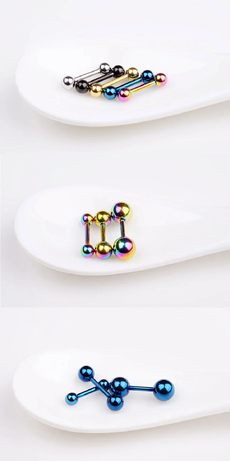 Stainless Steel Tragus Stud Earrings for Men and Women - 3pc Set