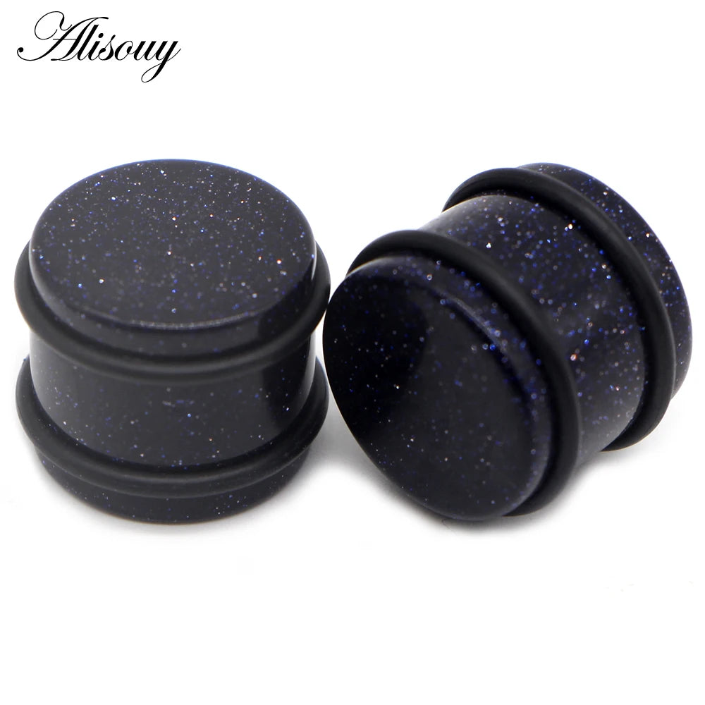 2PCS Natural Stone Ear Plugs Gauges Women Men Earrings Ear Flesh Tunnel Expander Ear Stretcher Body Piercing Jewelry 5mm-16mm