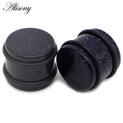 2PCS Natural Stone Ear Plugs Gauges Women Men Earrings Ear Flesh Tunnel Expander Ear Stretcher Body Piercing Jewelry 5mm-16mm