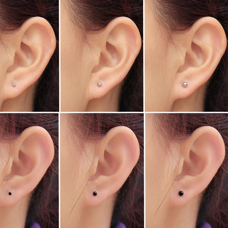 Stainless Steel Tragus Stud Earrings for Men and Women - 3pc Set