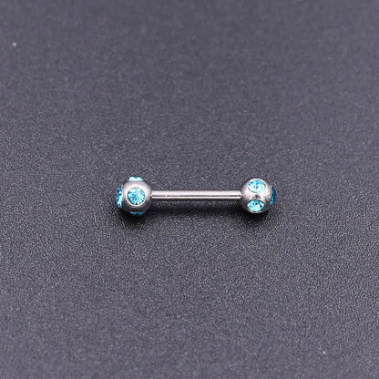 1Pc 10 Styles 1.2*10+4mm Zircon Ball Party Friendly Tongue Ring / Straight Barbell - Barbell Body Jewelry
