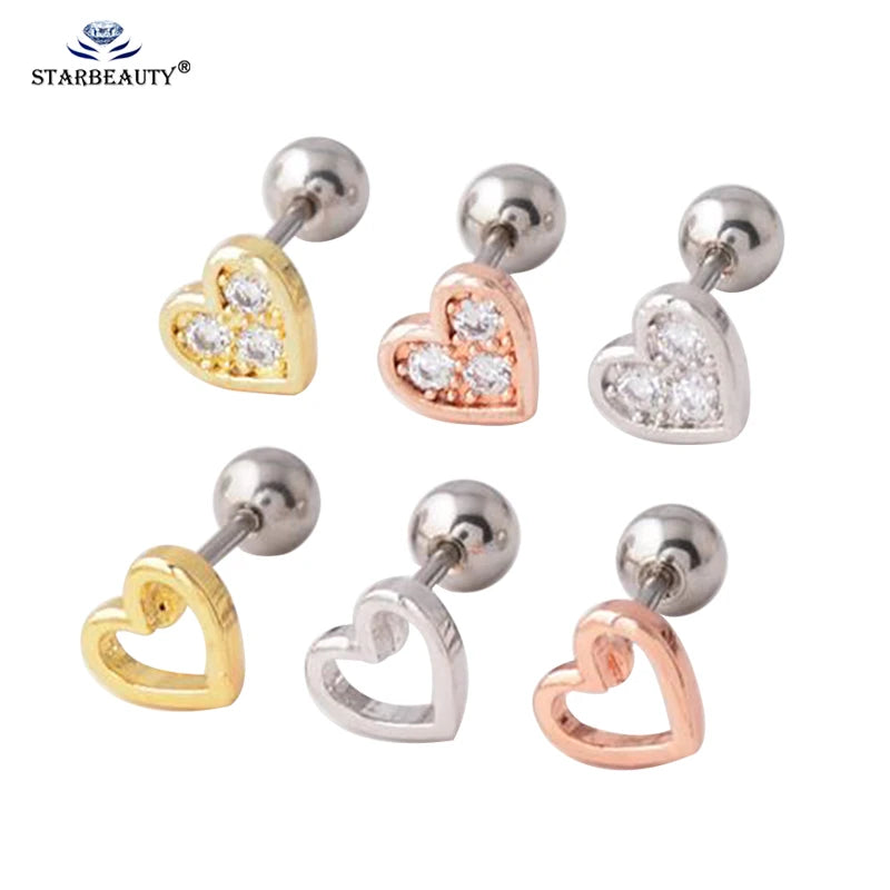 Versatile Heart-Shaped Stud Earrings - Multifunctional Body Jewelry for All Occasions