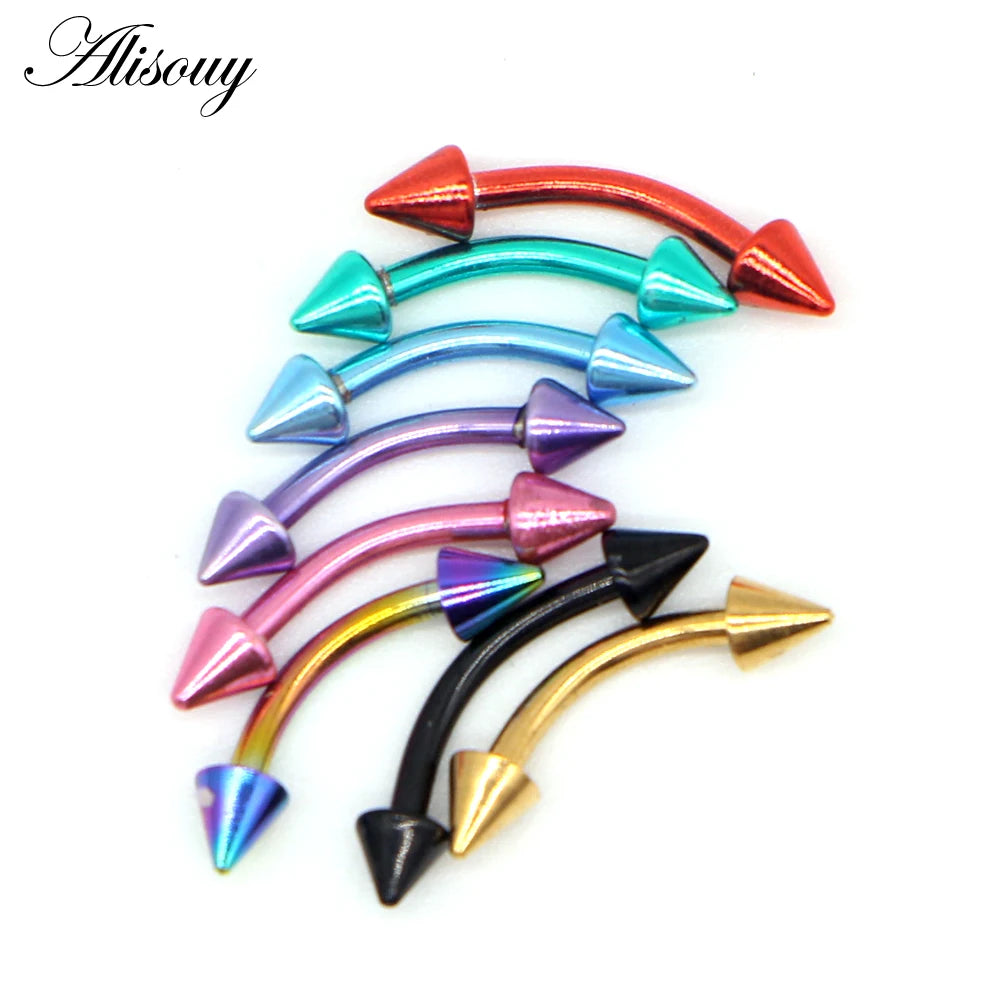 Alisouy 1pc Stainless Steel Horseshoe Spike Nose Septum Rings Eyebrow Tragus Ear Rings Body Piercing Nariz Jewelry Piercing