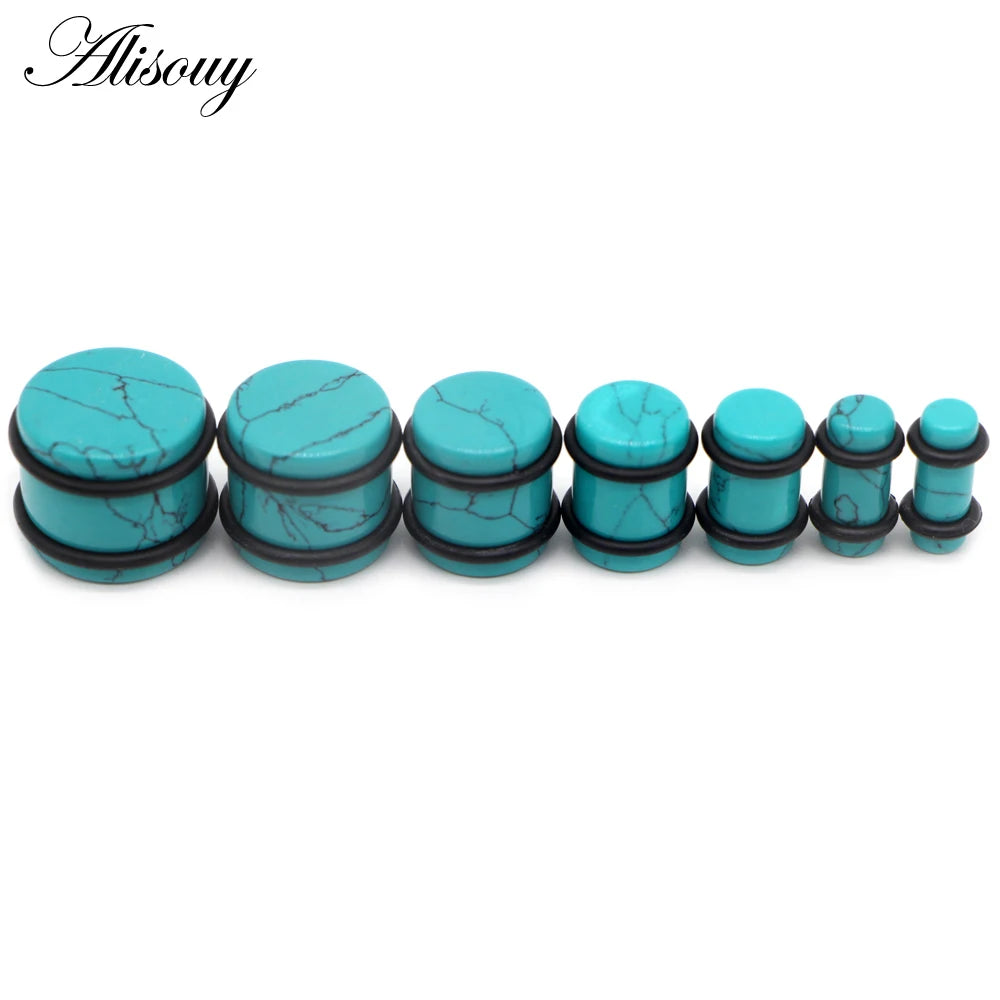 2PCS Natural Stone Ear Plugs Gauges Women Men Earrings Ear Flesh Tunnel Expander Ear Stretcher Body Piercing Jewelry 5mm-16mm