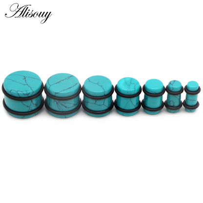 2PCS Natural Stone Ear Plugs Gauges Women Men Earrings Ear Flesh Tunnel Expander Ear Stretcher Body Piercing Jewelry 5mm-16mm