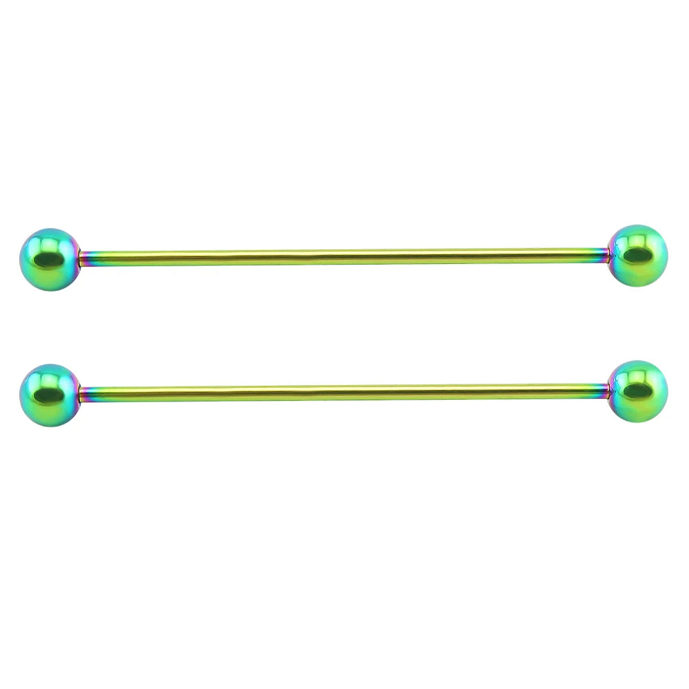 2 Pieces Long Industrial Barbell Fashion 14G/1.6m 50mm Ear Ring Piercing 5 Colors Earrings Piercing Jewelry