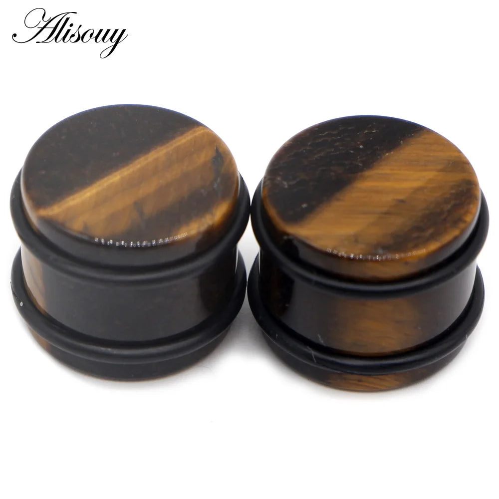 2PCS Natural Stone Ear Plugs Gauges Women Men Earrings Ear Flesh Tunnel Expander Ear Stretcher Body Piercing Jewelry 5mm-16mm