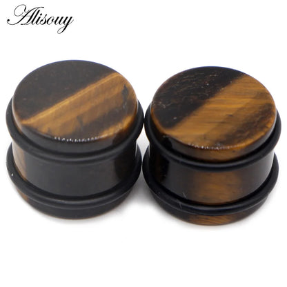 2PCS Natural Stone Ear Plugs Gauges Women Men Earrings Ear Flesh Tunnel Expander Ear Stretcher Body Piercing Jewelry 5mm-16mm