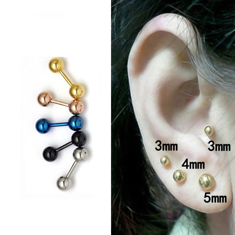 Versatile Stainless Steel Tragus Stud Earrings - 3pcs Set for Men & Women