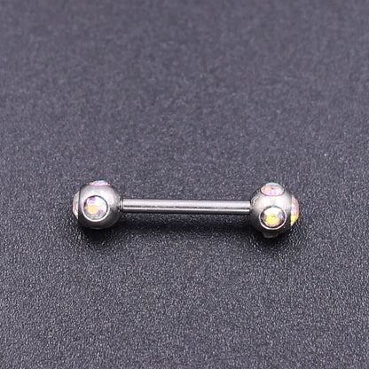 1Pc 10 Styles 1.2*10+4mm Zircon Ball Party Friendly Tongue Ring / Straight Barbell - Barbell Body Jewelry