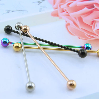 2 Pieces Long Industrial Barbell Fashion 14G/1.6m 50mm Ear Ring Piercing 5 Colors Earrings Piercing Jewelry