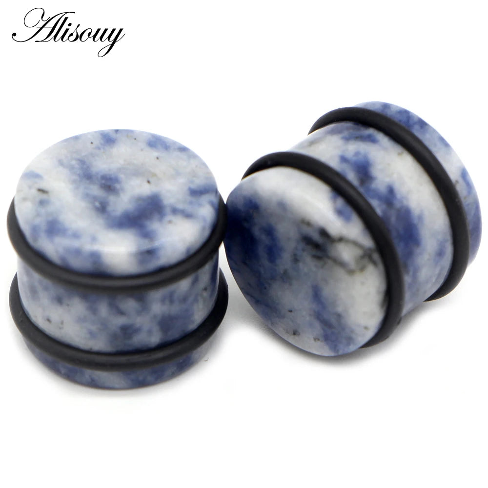 2PCS Natural Stone Ear Plugs Gauges Women Men Earrings Ear Flesh Tunnel Expander Ear Stretcher Body Piercing Jewelry 5mm-16mm