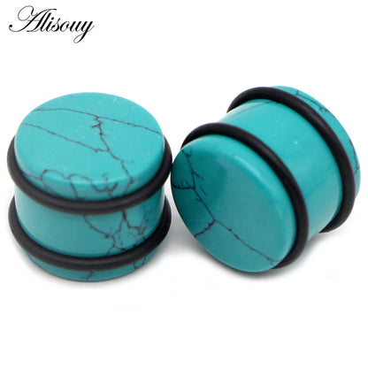 2PCS Natural Stone Ear Plugs Gauges Women Men Earrings Ear Flesh Tunnel Expander Ear Stretcher Body Piercing Jewelry 5mm-16mm