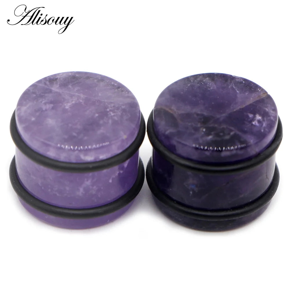 2PCS Natural Stone Ear Plugs Gauges Women Men Earrings Ear Flesh Tunnel Expander Ear Stretcher Body Piercing Jewelry 5mm-16mm