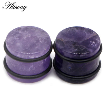 2PCS Natural Stone Ear Plugs Gauges Women Men Earrings Ear Flesh Tunnel Expander Ear Stretcher Body Piercing Jewelry 5mm-16mm