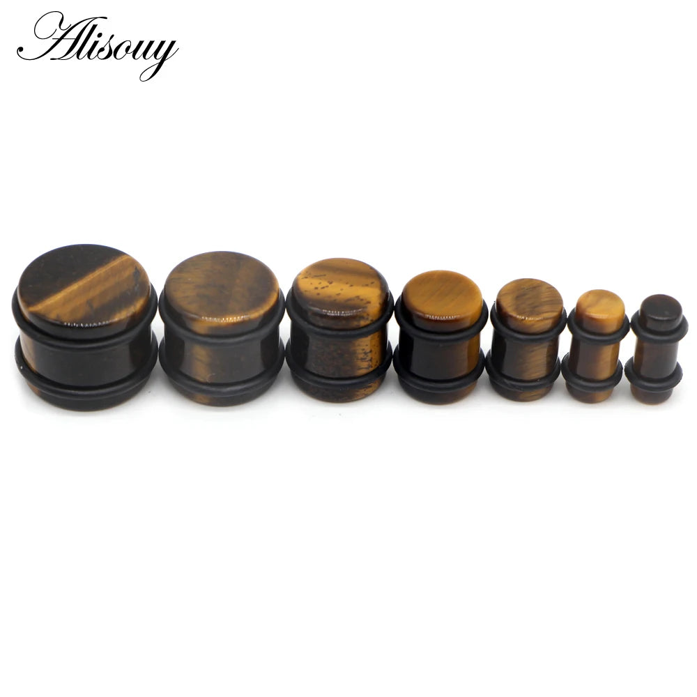 2PCS Natural Stone Ear Plugs Gauges Women Men Earrings Ear Flesh Tunnel Expander Ear Stretcher Body Piercing Jewelry 5mm-16mm