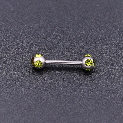 1Pc 10 Styles 1.2*10+4mm Zircon Ball Party Friendly Tongue Ring / Straight Barbell - Barbell Body Jewelry