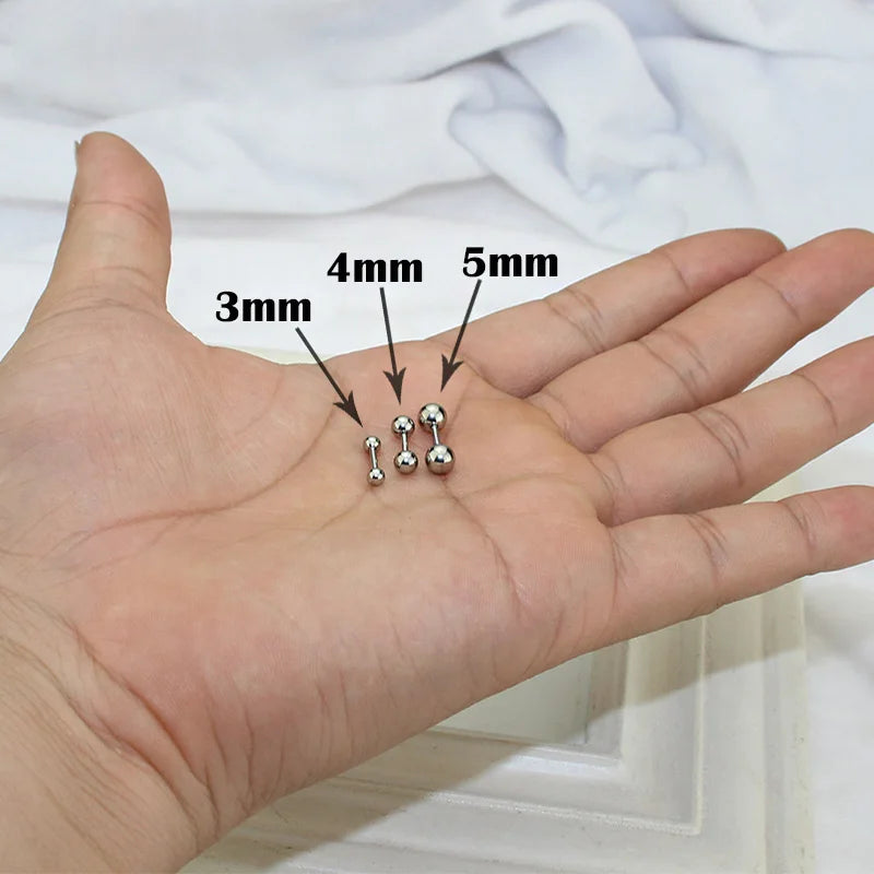 Stainless Steel Tragus Stud Earrings for Men and Women - 3pc Set