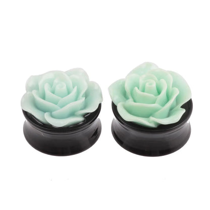 Alisouy 1 Pair Pink Rose Flower Ear Plug Acrylic Flesh Ear Plug Tunnel Ear Expander Gauges Body Piercing Jewelry