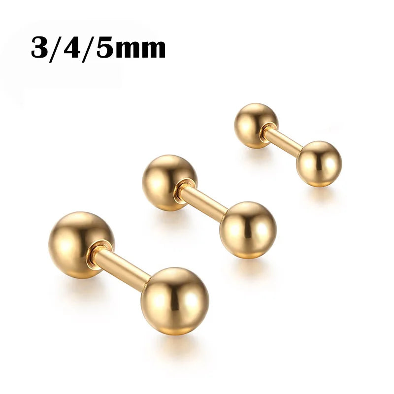 Versatile Stainless Steel Tragus Stud Earrings - 3pcs Set for Men & Women