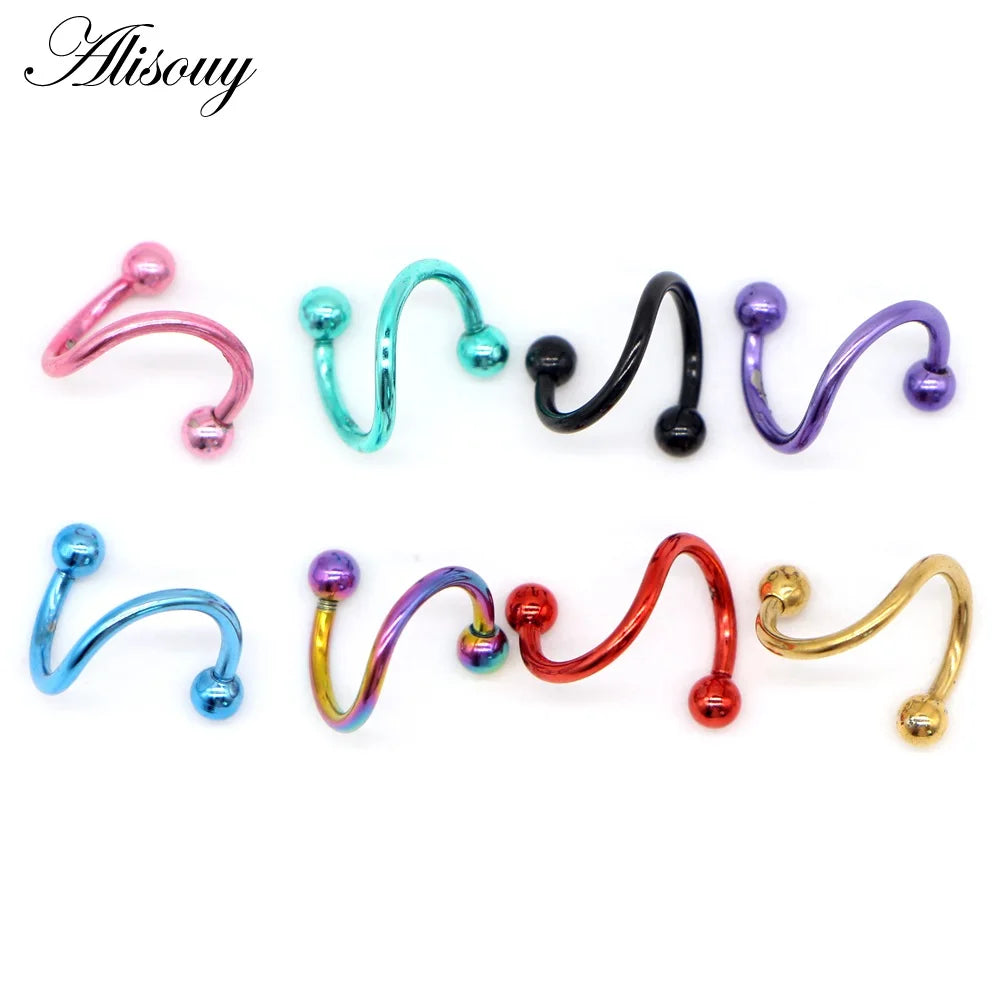 Alisouy 1pc Stainless Steel Horseshoe Spike Nose Septum Rings Eyebrow Tragus Ear Rings Body Piercing Nariz Jewelry Piercing