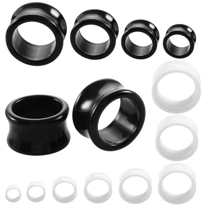 2Pcs/Set Black White Acrylic Ear Plugs Tunnels Expander Gauges Ear Stretching Kits Earlets Double Flared Ear Piercing Earrings