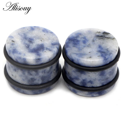 2PCS Natural Stone Ear Plugs Gauges Women Men Earrings Ear Flesh Tunnel Expander Ear Stretcher Body Piercing Jewelry 5mm-16mm