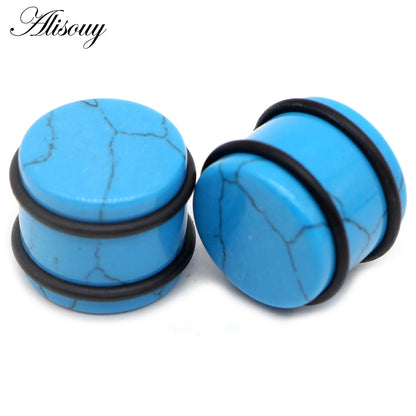 2PCS Natural Stone Ear Plugs Gauges Women Men Earrings Ear Flesh Tunnel Expander Ear Stretcher Body Piercing Jewelry 5mm-16mm