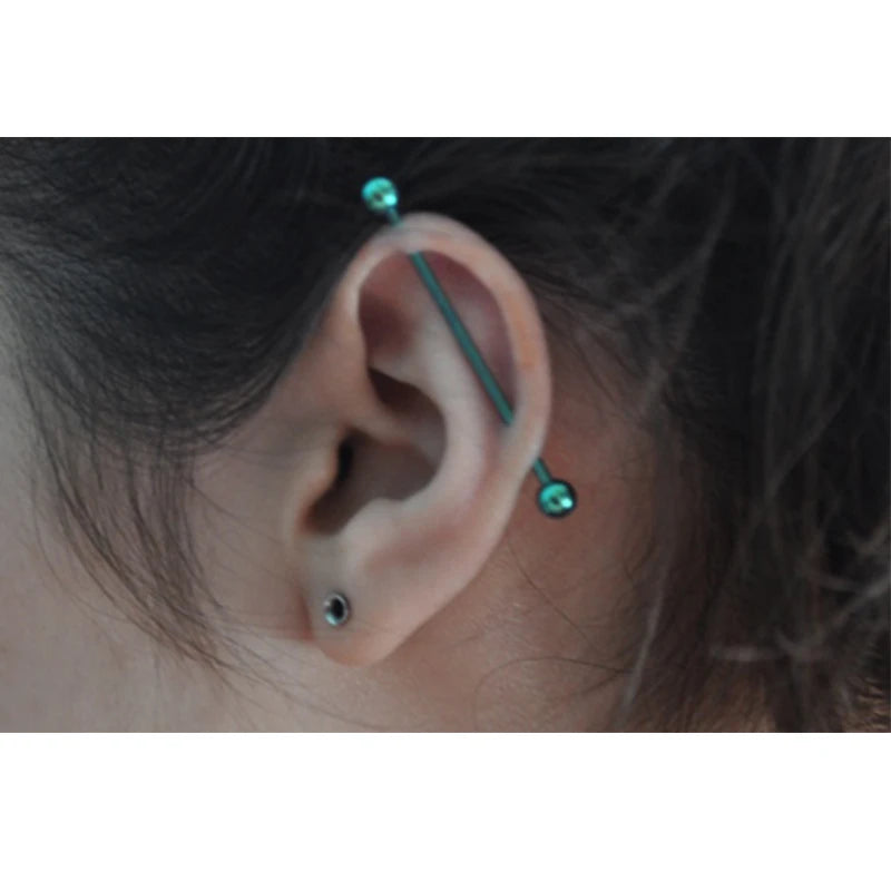 2 Pieces Long Industrial Barbell Fashion 14G/1.6m 50mm Ear Ring Piercing 5 Colors Earrings Piercing Jewelry