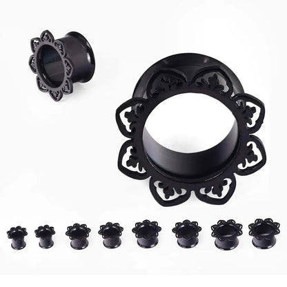 Alisouy 1 Pair Surgical Stainless Steel Gauge Earrings Black Ear Plug Tunnel Piercing Body Jewelry Single Flared Ear Expander