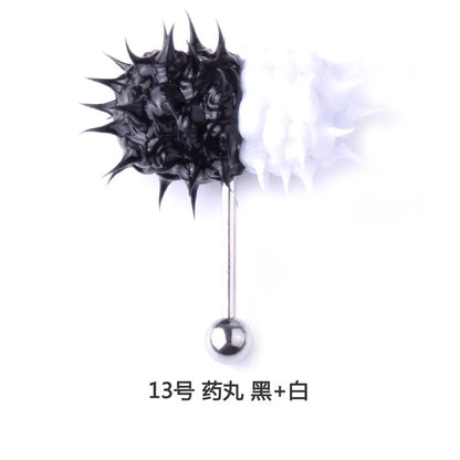 Women Men Tongue Piercing Vibrating Tongue Bar Rubber Stainless Steel Barbell Vibrating Body Piercing Stud Ring Punk Jewelry Hot