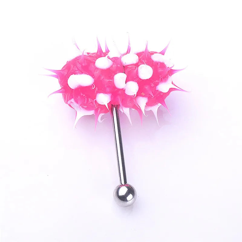 Women Men Tongue Piercing Vibrating Tongue Bar Rubber Stainless Steel Barbell Vibrating Body Piercing Stud Ring Punk Jewelry Hot