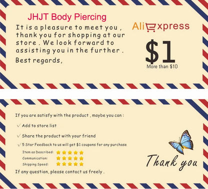 1PC 14G Panda Industrial Piercing  Surgical Steel Cartilage Ear industrial Barbell Body  Jewelry
