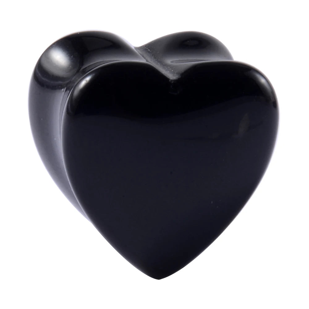 2PCS Heart Ear Plugs Natural Stone Ear Gauge Earring Flesh Tunnel Quartz Obsidian Opal Ears Expander Body Piercing 6-16mm