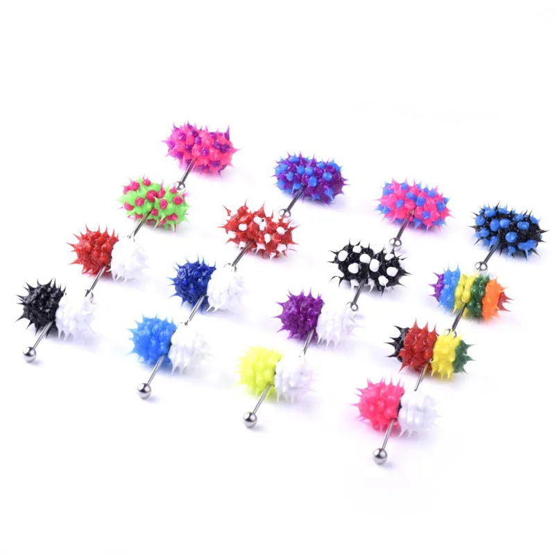 Women Men Tongue Piercing Vibrating Tongue Bar Rubber Stainless Steel Barbell Vibrating Body Piercing Stud Ring Punk Jewelry Hot