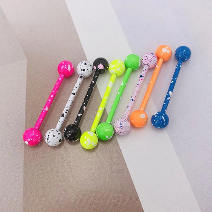 10Pcs/Lot Sexy Mixed Colorful Tongue Rings Surgical Stainless Steel Piercing Tongue Studs  For Women Men Body Piercing Jewelry