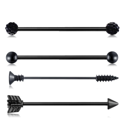 14G Industrial Piercing Barbells Jewelry Surgical Steel CZ Marble Pearl Style for Women Men Cartilage Earring Body Piercing